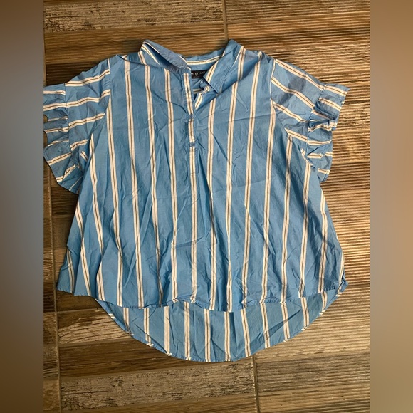🎁Lane Bryant Kids Blue and White Striped Blouse - Picture 2 of 6